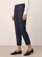 Linen Tailored Straight Cropped Pants LOGAN