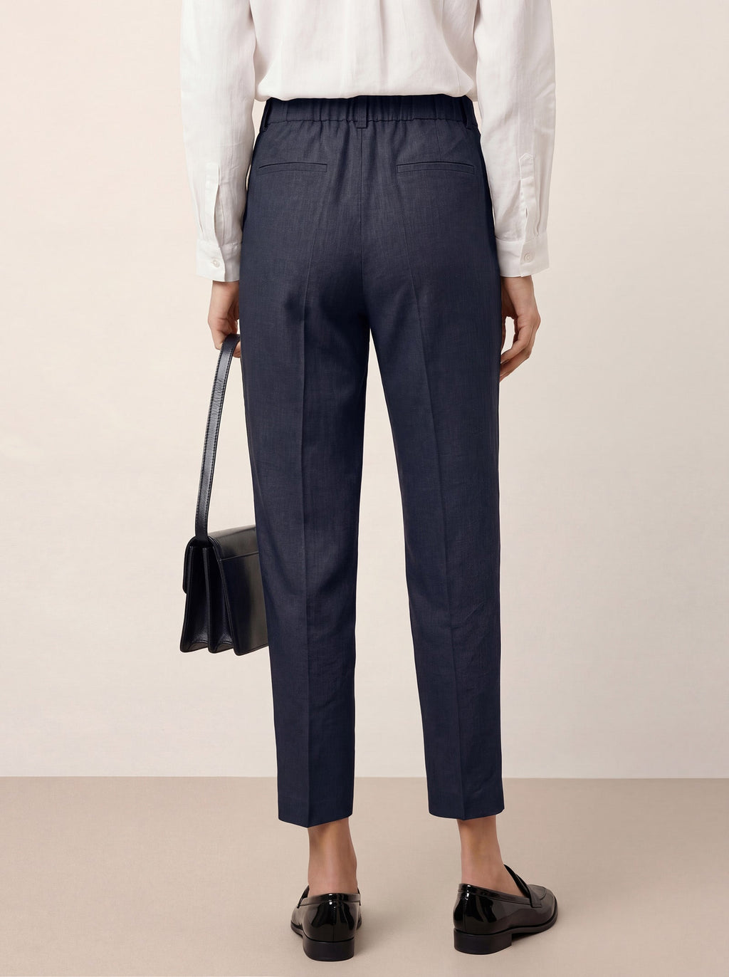 Linen Tailored Straight Cropped Pants LOGAN