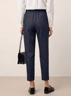 Linen Tailored Straight Cropped Pants LOGAN