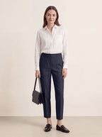 Linen Tailored Straight Cropped Pants LOGAN