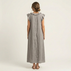 Josette | Ruffle V-Neck Linen Maxi Dress