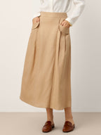 100% Linen Flap Pocket A-Line Skirt IANTHE