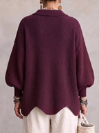 Elvinia™ | Oversized Collared Cardigan With Large Metal Buttons