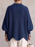 Elvinia™ | Oversized Collared Cardigan With Large Metal Buttons