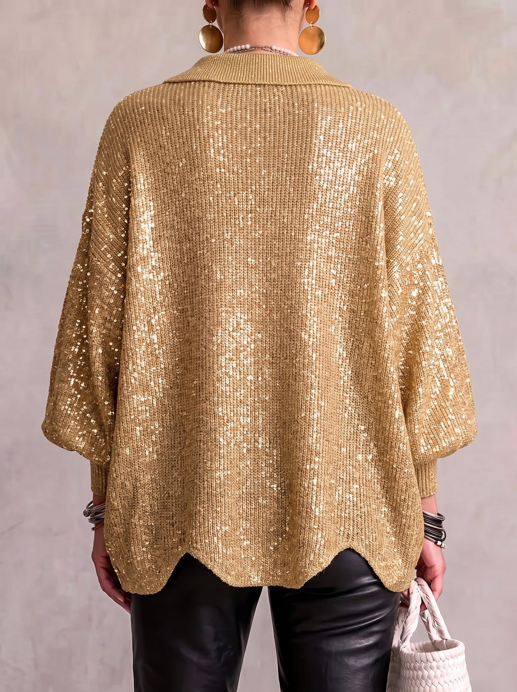 Elvinia™ | Oversized Collared Cardigan With Large Metal Buttons