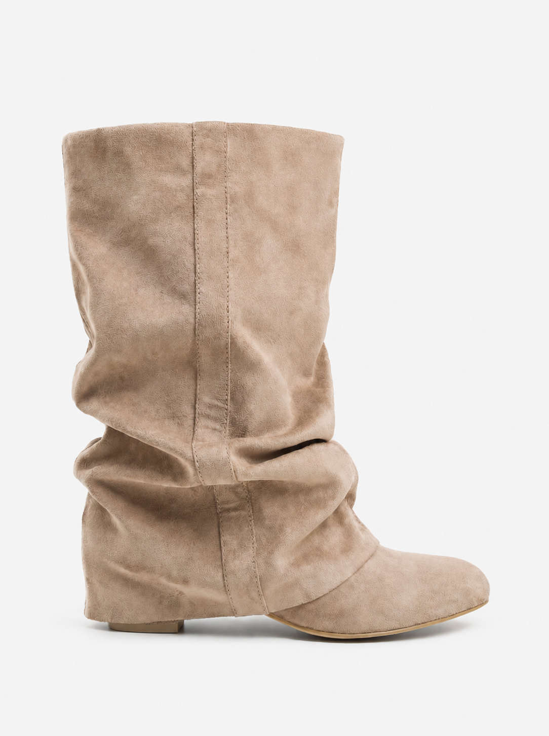 Emilia Slouchy Suede Boots - Beige